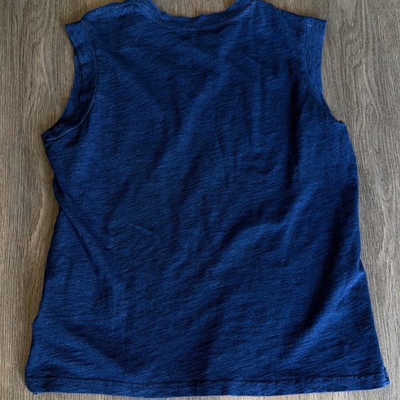 Ariat Women's Repaired Solid Sleeveless Pocket T-Shirt Size M Indigo Blue Casual - Picture 6 of 6